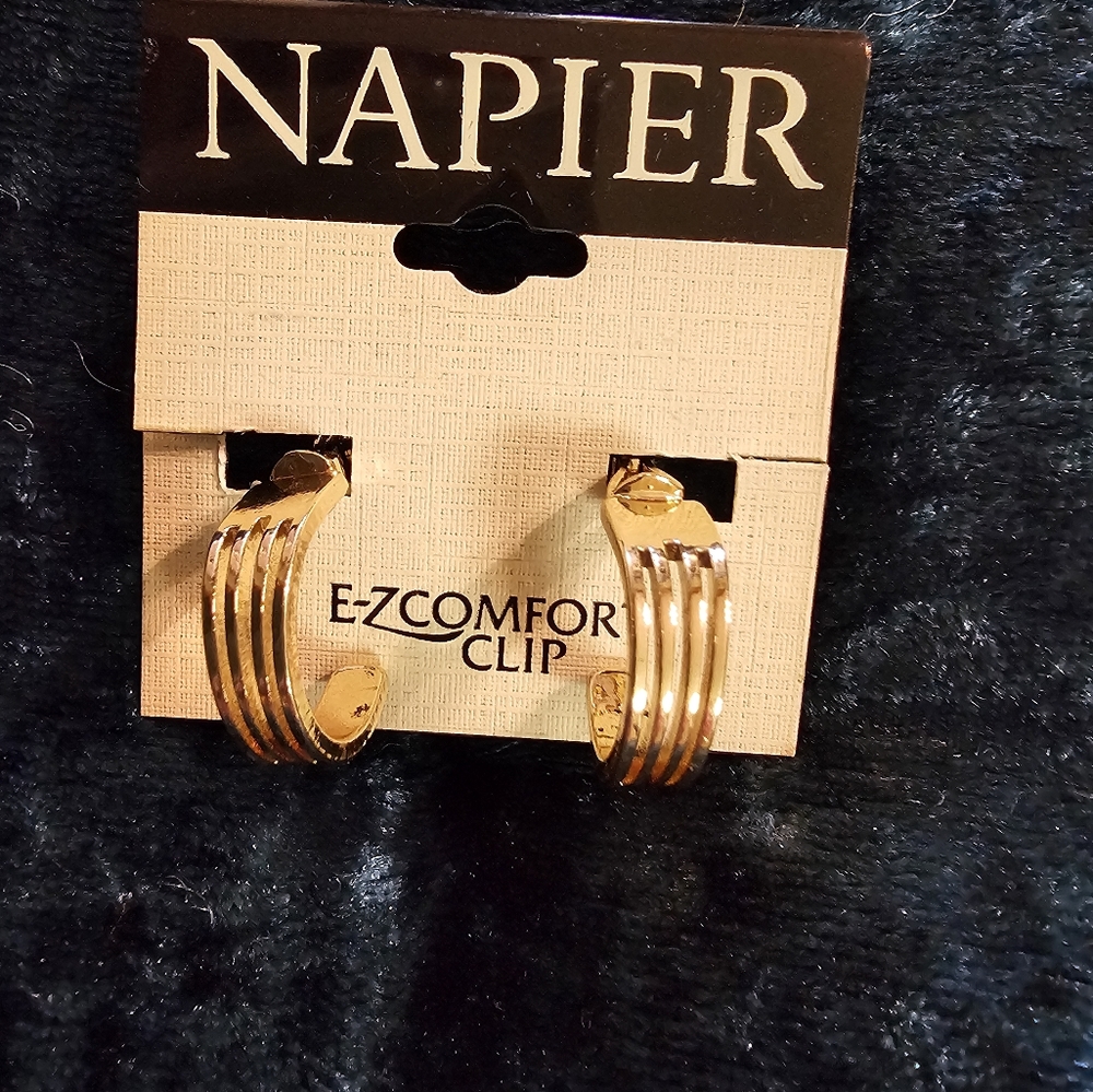 Napier Gold Hoop Clip-on Earrings NEW WITH TAGS